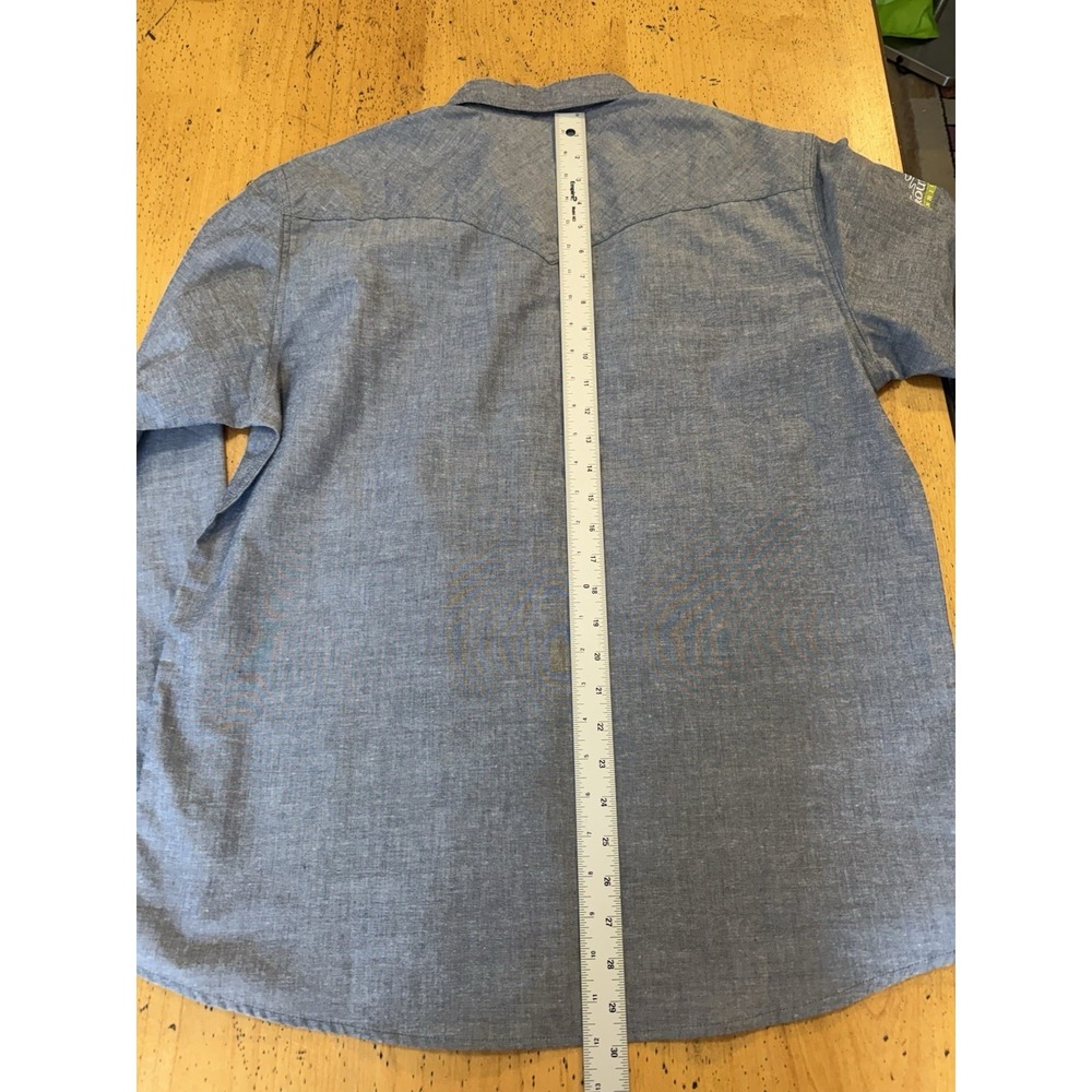 Simms Fishing No-Tellum Shirt Blue/Gray Pearl Snap Travel Fishing Size Large - Picture 9 of 10